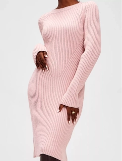 Женское теплое вечернее вязаное платье